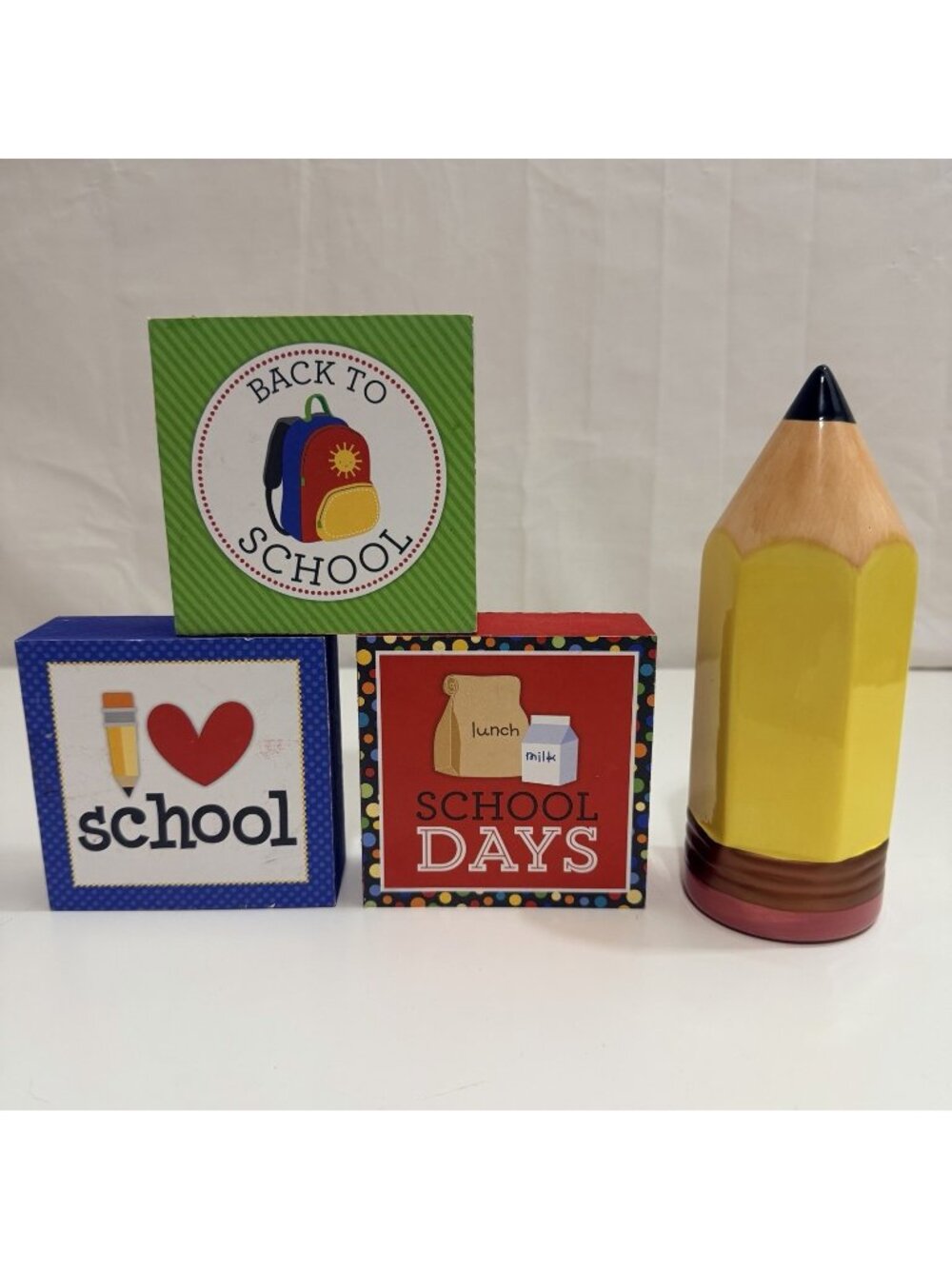 Classroom Teacher Back To School Decorative Blocks And Ceramic Pencil